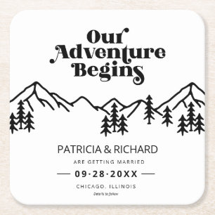 Unser Abenteuer Beginnt Outdoor-Hochzeit Save The  Rechteckiger Pappuntersetzer