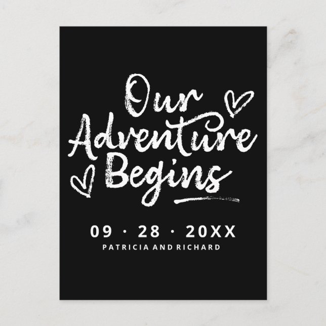 Unser Abenteuer beginnt Save the Date außerhalb de Postkarte (Vorderseite)