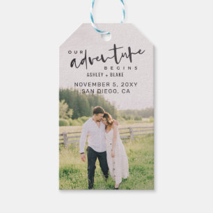 Unser Abenteuer beginnt Skript-Foto Save the Date Geschenkanhänger