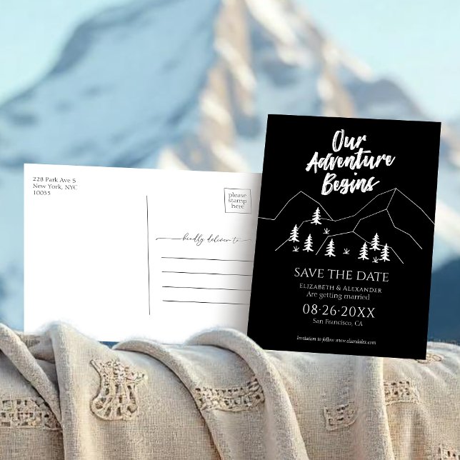 Unser Abenteuer beginnt Waldhochzeit retten den Te Postkarte (Von Creator hochgeladen)