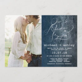 Unser Abenteuer fängt Wedding Einladung mit Foto