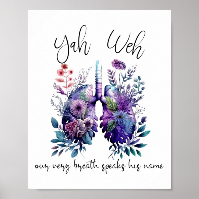 Unser Atemzug spricht seinen Namen Yhwh Christlich Poster (Vorne)