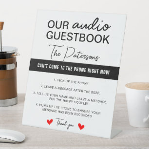 Unser Audio Guestbook Minimalistisch Schwarz-weiß Sockelschild
