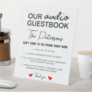 Unser Audio Guestbook Minimalistisch Schwarz-weiß Sockelschild