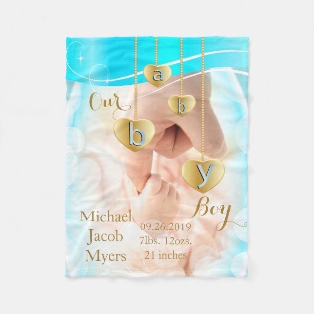 Unser Baby Boy - Blau Fleecedecke (Vorderseite)