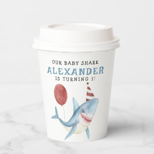 Unser Baby Hai 1. Geburtstag unter dem Meer Pappbecher