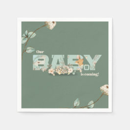 Unser Baby kommt mit einer grünen Baby-Dusche Napk Serviette