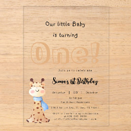 Unser Baby macht einen Niedlichen Giraffe 1. Gebur Acryleinladungen