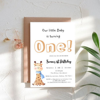 Unser Baby macht einen Niedlichen Giraffe 1. Gebur Einladung
