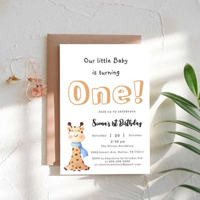Unser Baby macht einen Niedlichen Giraffe 1. Gebur Einladung (Von Creator hochgeladen)