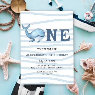 Unser Baby Whale 1. Geburtstag unter dem Meer Einladung