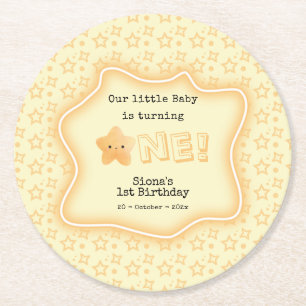 Unser Baby wird ein süßer Stern zum 1. Geburtstag Runder Pappuntersetzer