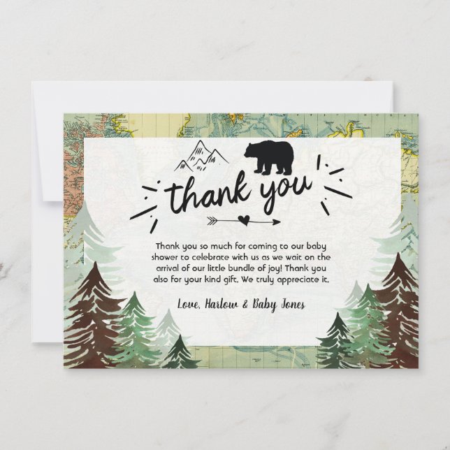 Unser Bester Vintager Kartenbär Dankeskarte (Vorderseite)