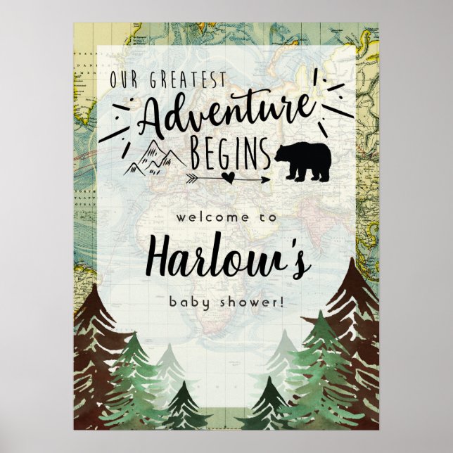 Unser Bestes Adventure Vintag Map Willkommenszeich Poster (Vorne)
