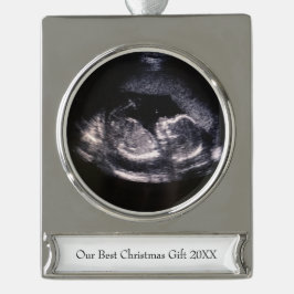 Unser bestes Weihnachtsgeschenk Niedliches Ultrasc Banner-Ornament Silber