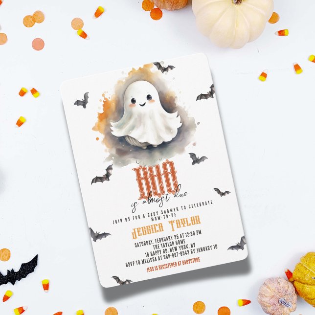 Unser Boo fast aufgrund Ghost Halloween Baby Dusch Einladung (Von Creator hochgeladen)