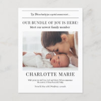 Unser "Bundle of Joy" ist hier, die Geburtsankündi