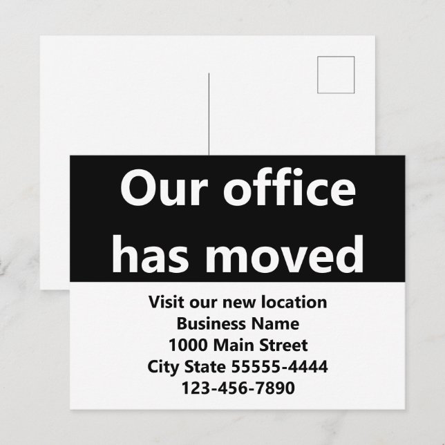 Unser Büro hat die Ankündigung von Black Moving üb Postkarte (Vorne/Hinten)