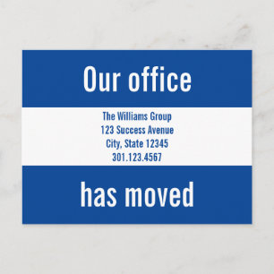 Unser Büro hat die blaue und weiße Ankündigung ver