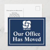Unser Büro ist umgezogen Navy Blue Business-Logo