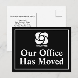 Unser Büro ist umgezogen Schwarz Weiß Business-Log Postkarte