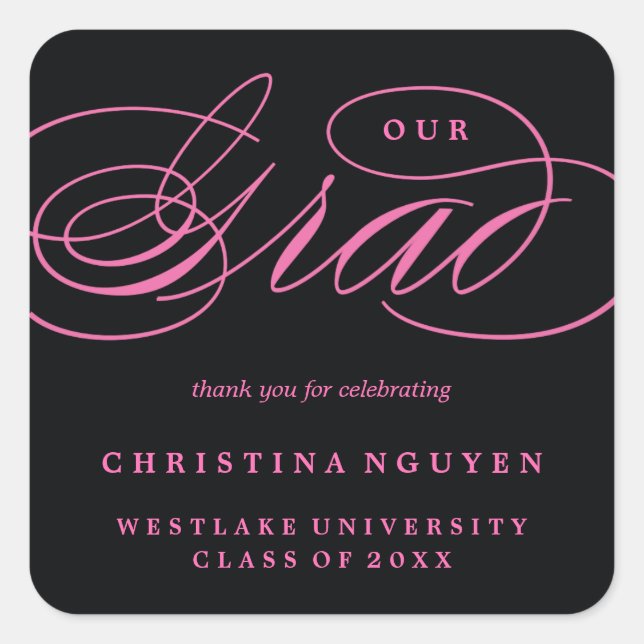 UNSER ELEGANTES SKRIPT GRAD | DANK IHNEN STICKER (Vorderseite)