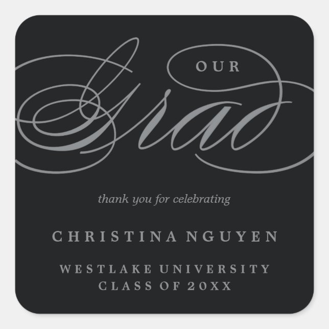 UNSER ELEGANTES SKRIPT GRAD | DANK IHNEN STICKER (Vorderseite)