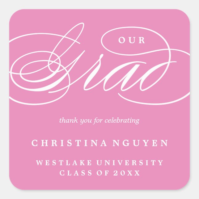 UNSER ELEGANTES SKRIPT GRAD | DANK IHNEN STICKER (Vorderseite)