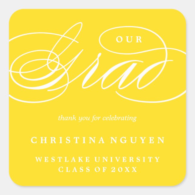 UNSER ELEGANTES SKRIPT GRAD | DANK IHNEN STICKER (Vorderseite)