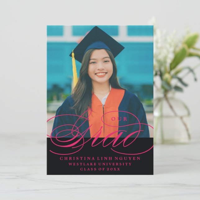 UNSER ELEGANTES SKRIPT GRAD | EINLADUNG VON ABSCHL (Stehend Vorderseite)