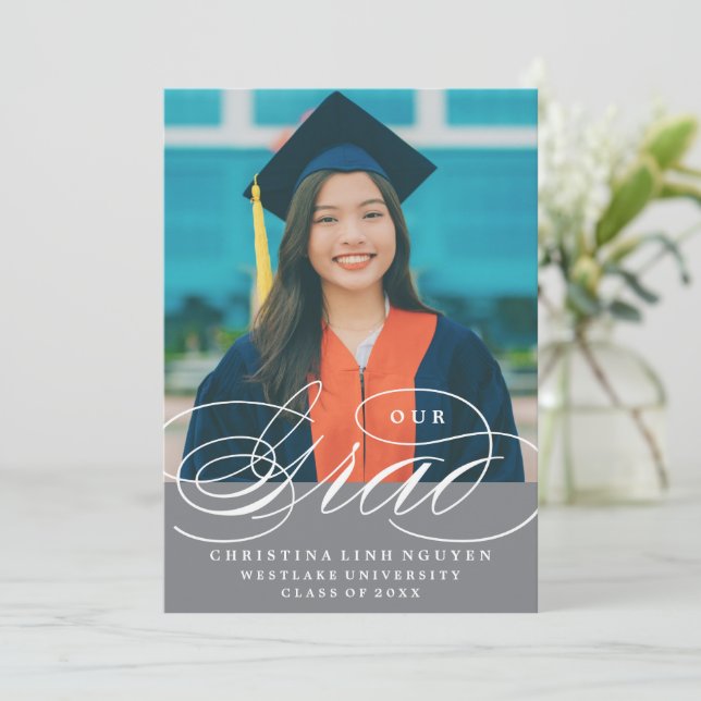 UNSER ELEGANTES SKRIPT GRAD | EINLADUNG VON ABSCHL (Stehend Vorderseite)