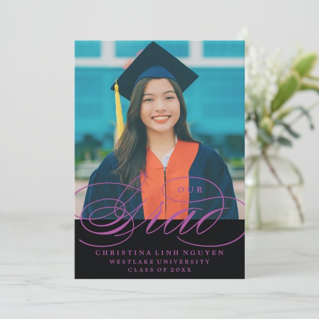 UNSER ELEGANTES SKRIPT GRAD | EINLADUNG VON ABSCHL (Stehend Vorderseite)