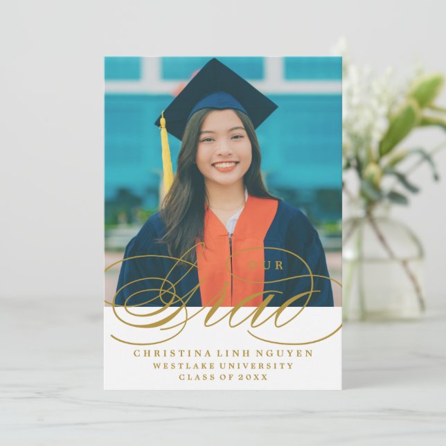UNSER ELEGANTES SKRIPT GRAD | EINLADUNG VON ABSCHL (Stehend Vorderseite)