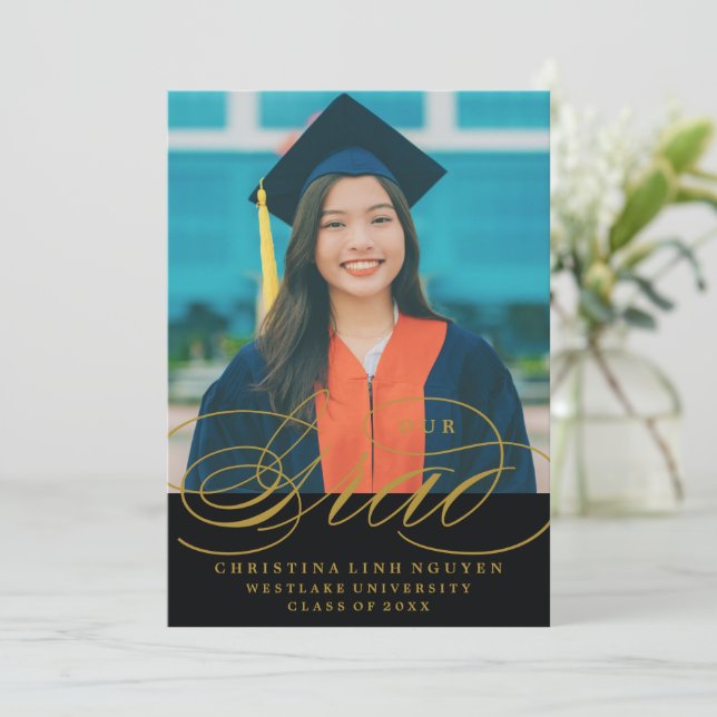 UNSER ELEGANTES SKRIPT GRAD | EINLADUNG VON ABSCHL (Stehend Vorderseite)