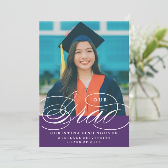 UNSER ELEGANTES SKRIPT GRAD | EINLADUNG VON ABSCHL (Stehend Vorderseite)