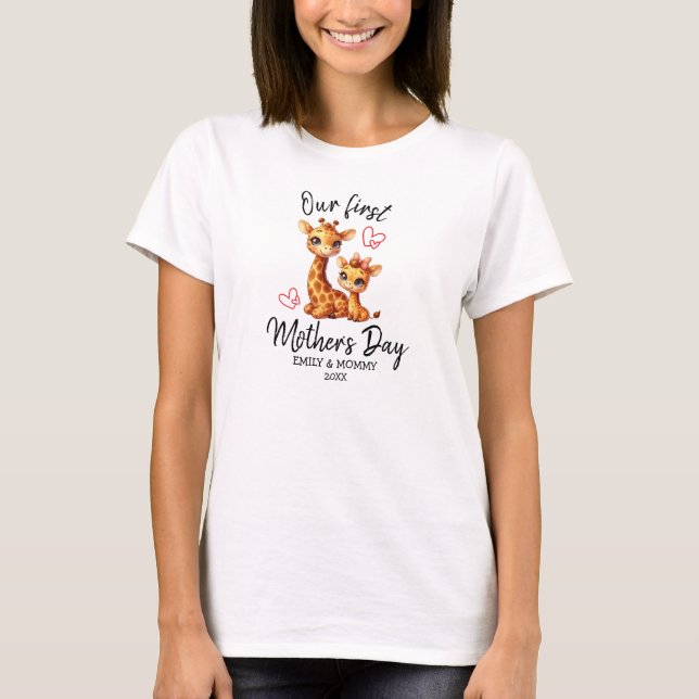 UNSER ERSTER MUTTERTAG BABY&MAMA GIRAFFE T-Shirt (Vorderseite)