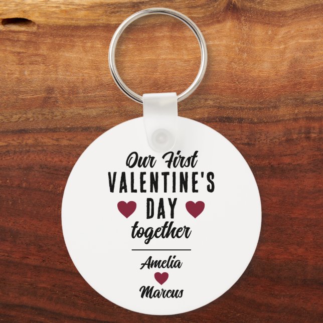 Unser erster Valentinstag gemeinsam Herzchen Schlüsselanhänger (Vorderseite)