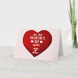 Unser erster Valentinstag Zusammen Herz Paar  Feiertagskarte