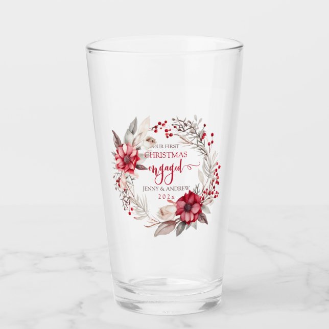 Unser erster Verlobter Weihnachtskranz Glas (Vorderseite)