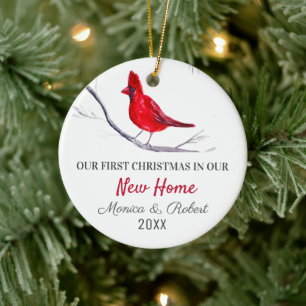 Unser erster Weihnachts-Zuhause Red Kardinal Bird Keramik Ornament