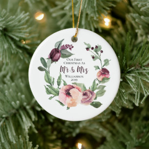 Unser Erster Weihnachtsmann & Mrs.-First Verheirat Keramik Ornament