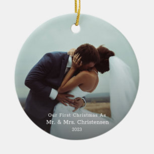 Unser Erster Weihnachtsmann & Mrs. Verheiratet Fot Keramik Ornament