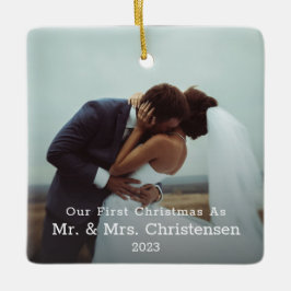 Unser Erster Weihnachtsmann & Mrs. Verheiratet Fot Keramikornament
