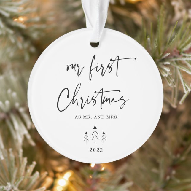 Unser Erster Weihnachtsmann und Frau Foto Ornament (Baum)