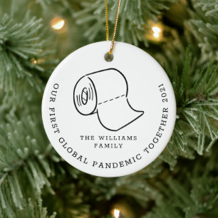 Unser erstes globales Pandemie Covid Weihnachtsfes Keramik Ornament
