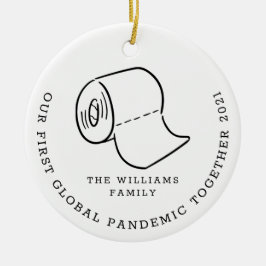 Unser erstes globales Pandemie-Weihnachtsfest-Foto Keramik Ornament