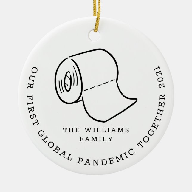 Unser erstes globales Pandemie-Weihnachtsfest-Foto Keramik Ornament (Vorne)