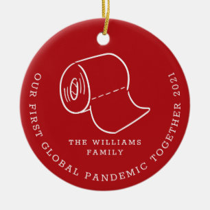 Unser erstes globales Pandemie-Weihnachtsfoto Keramik Ornament