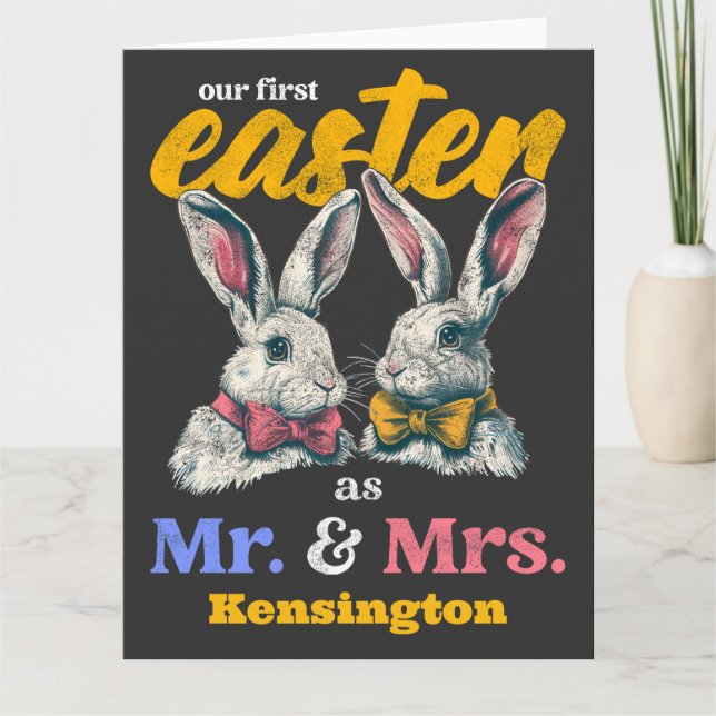 Unser erstes Ostern als Herr und Frau Bunny Rabbit Karte (Vorderseite)