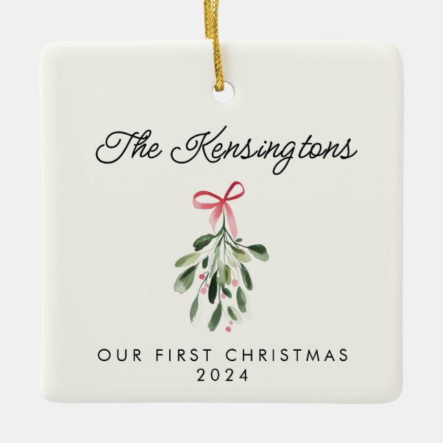 Unser erstes Personalisiertes, frisch verheiratete Keramikornament (Vorderseite)